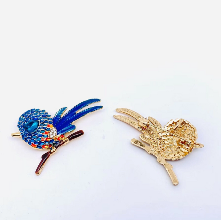 Rhinestone Enamel Little Bird Brooch