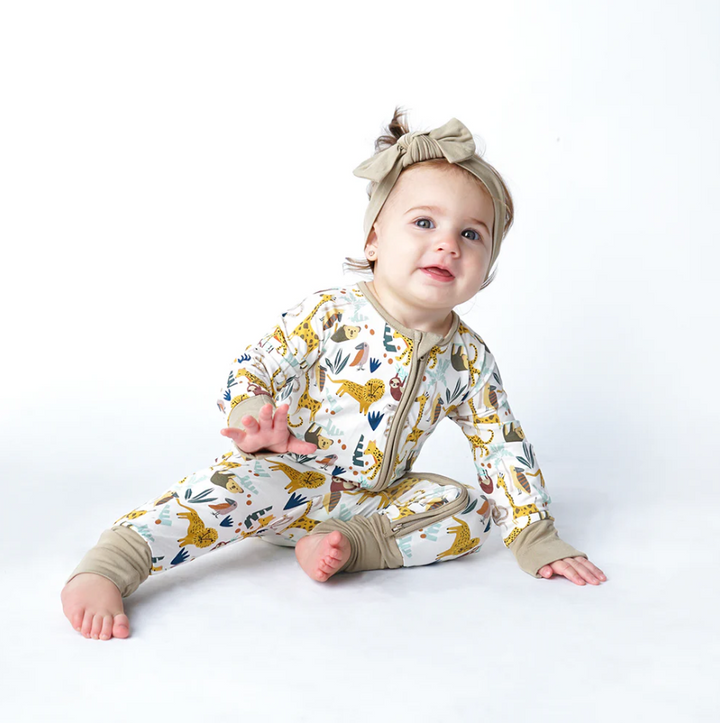 Jungle Friends Bamboo Pajama Convertible Footie Romper - 13 Hub Lane   |  