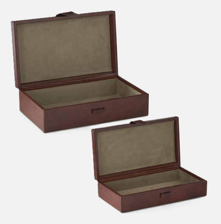 Brown Leather & Brass Buckle Box