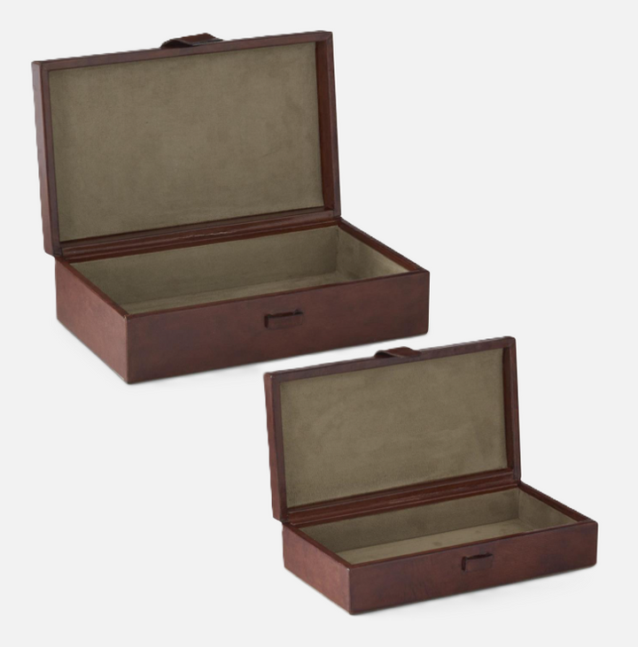Brown Leather & Brass Buckle Box