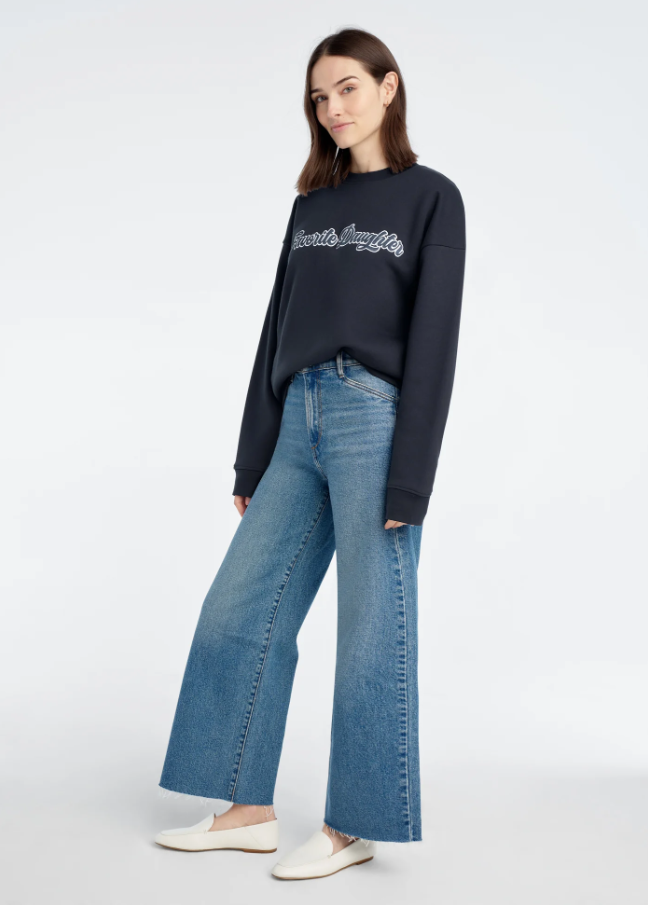 Favorite Daughter Varsity Embroidered Sweatshirt, Navy w/ White