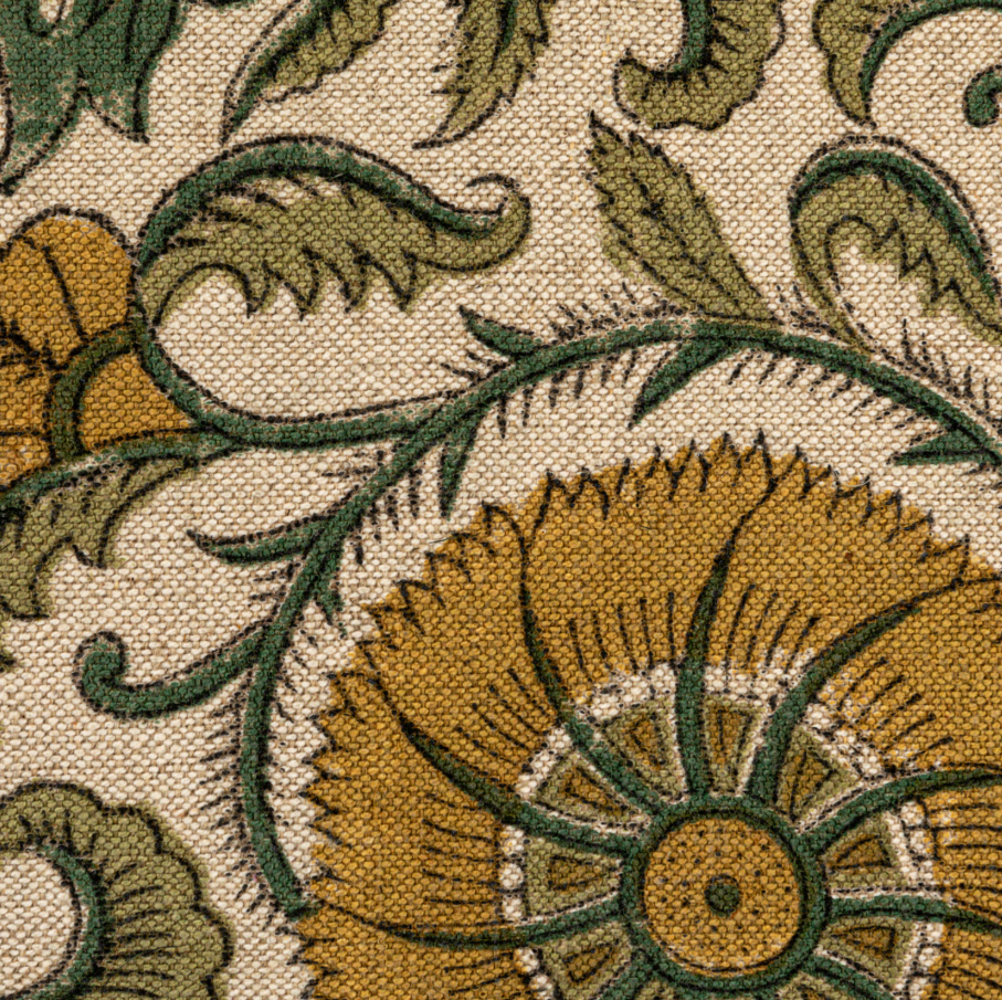 Verdant Charm Linen Lumbar Pillow
