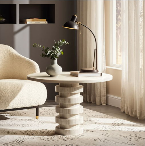 Turin Travertine Dining Table