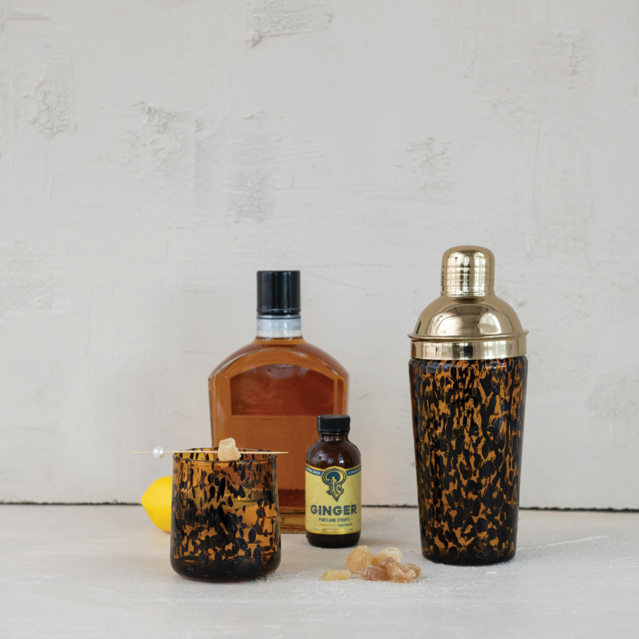 Confetti Glass Cocktail Shaker, Tortoise Shell