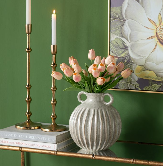 Round Textured Vase w/ Handles - 13 Hub Lane   |  