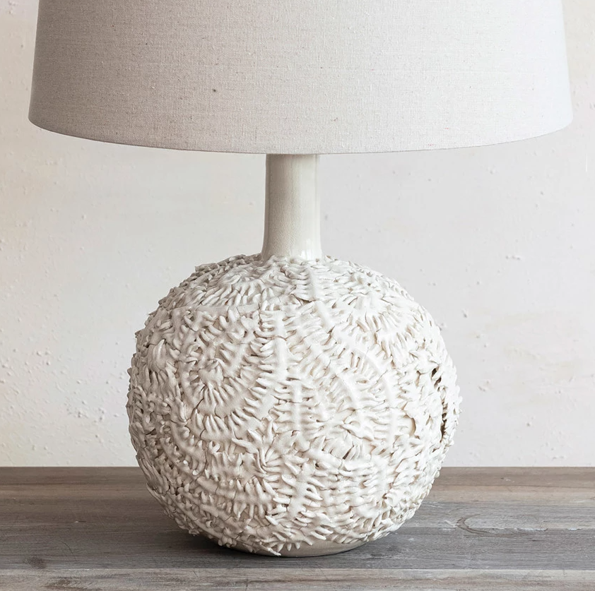 Handmade Textured Stoneware Table Lamp - Thumbnail 3