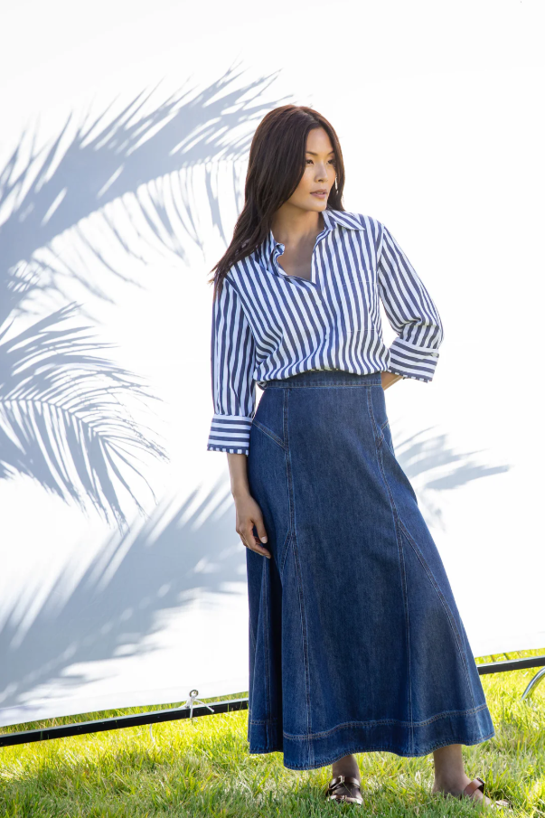 Valencia Striped Shirt, Indigo Blue - 13 Hub Lane   |  