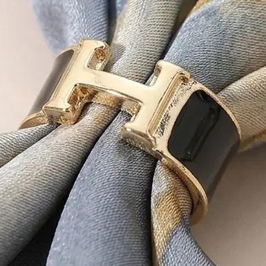 Letter H Accent Enamel Scarf Ring