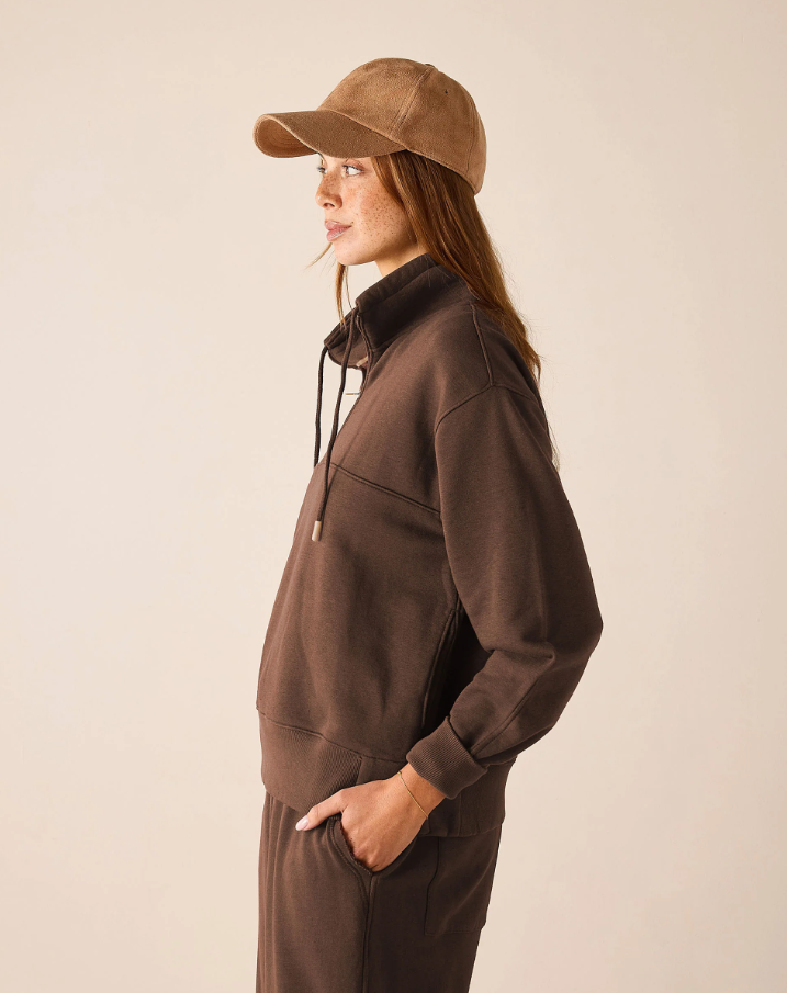Frenchie Quarter Zip Sweatshirt, Espresso