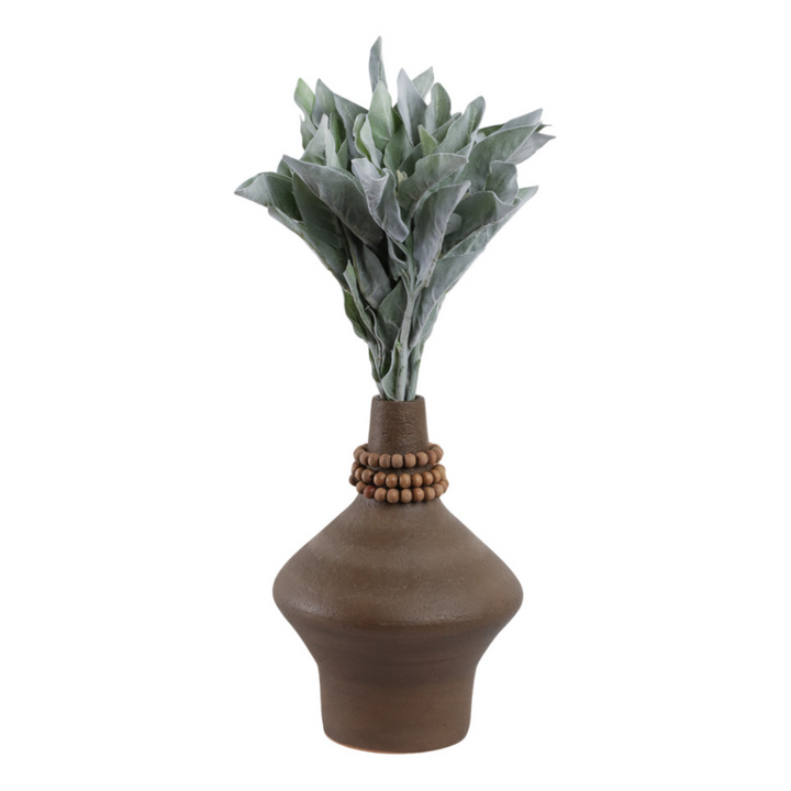 Tutwell Small Brown Vase w/ Wood Beads