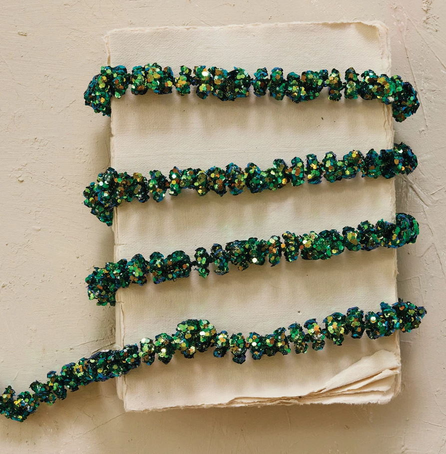 Glitter Ball Garland, Iridescent Green - 13 Hub Lane   |  Christmas Garlands