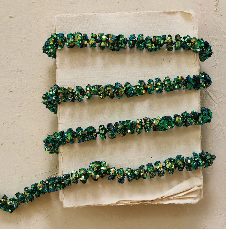 Glitter Ball Garland, Iridescent Green - 13 Hub Lane   |  Christmas Garlands