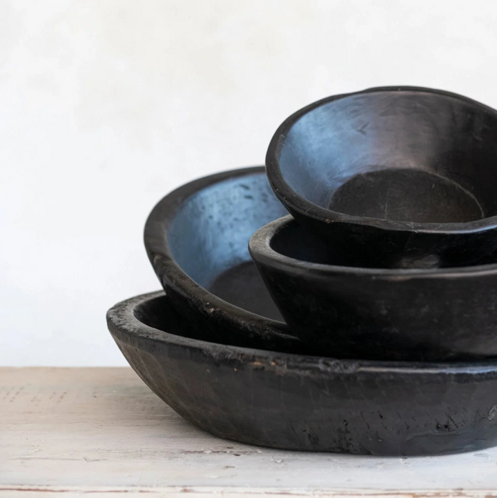 Reclaimed Wood Vintage Reproduction Bowl, Black