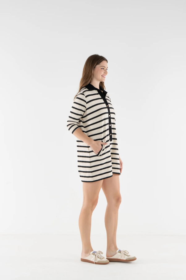 Hudson Romper - Cafe Stripe