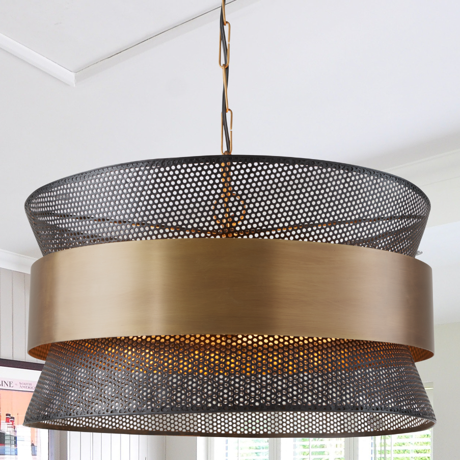 Loren 20" 4-Light Perforated Drum Pendant