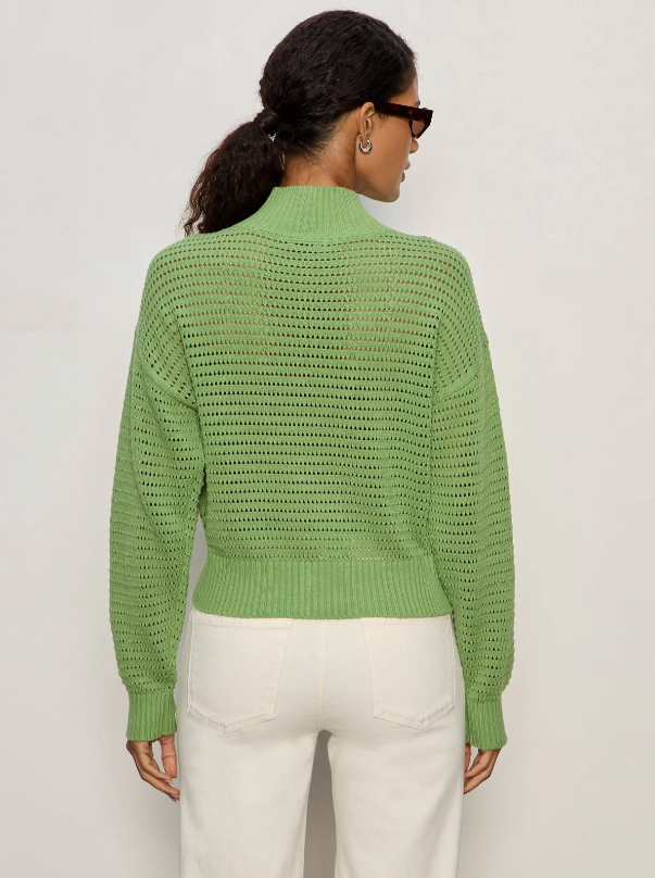 Open Knit 1/2 Zip Sweater, Detox Green - 13 Hub Lane   |  Half-Zip Sweaters