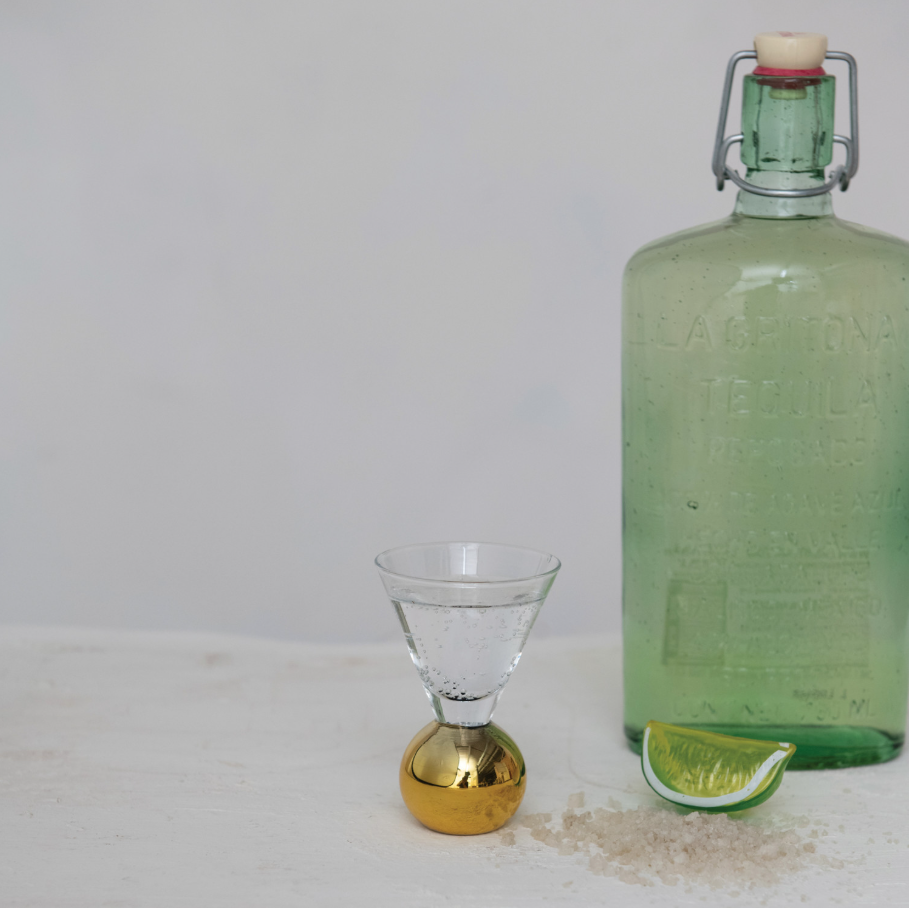 Shot Glass w/ Gold Electroplated Ball Stem - 13 Hub Lane   |  