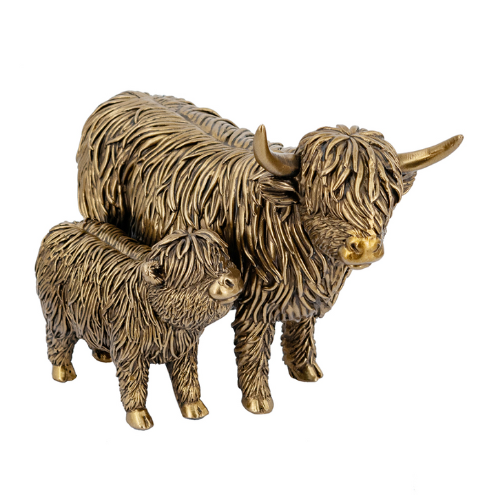 Highland Cow & Calf Statue