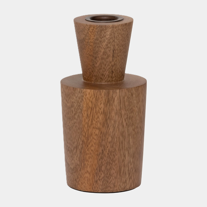 Madera Mango Wood Candle Holder, Mahogany - 13 Hub Lane   |  Wood Candle Holders