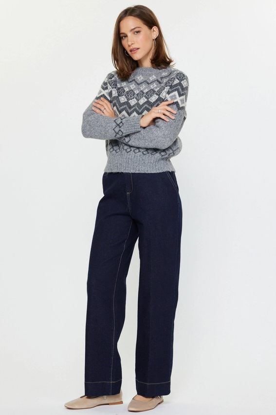 Fair Isle Sweater, Grey Multi - 13 Hub Lane   |  Crewneck Sweaters