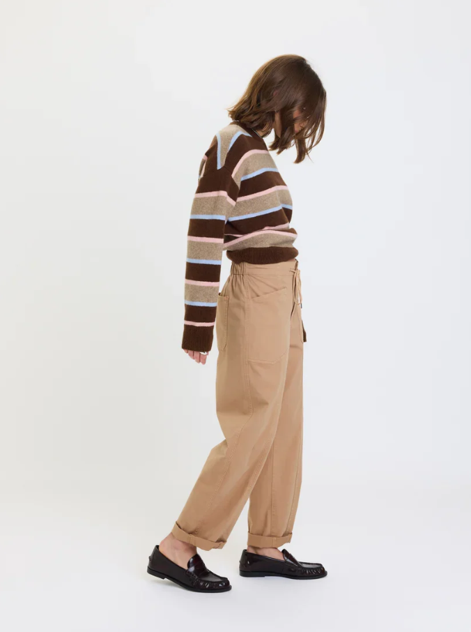 Villa Drawstring Barrel Pant, Latte