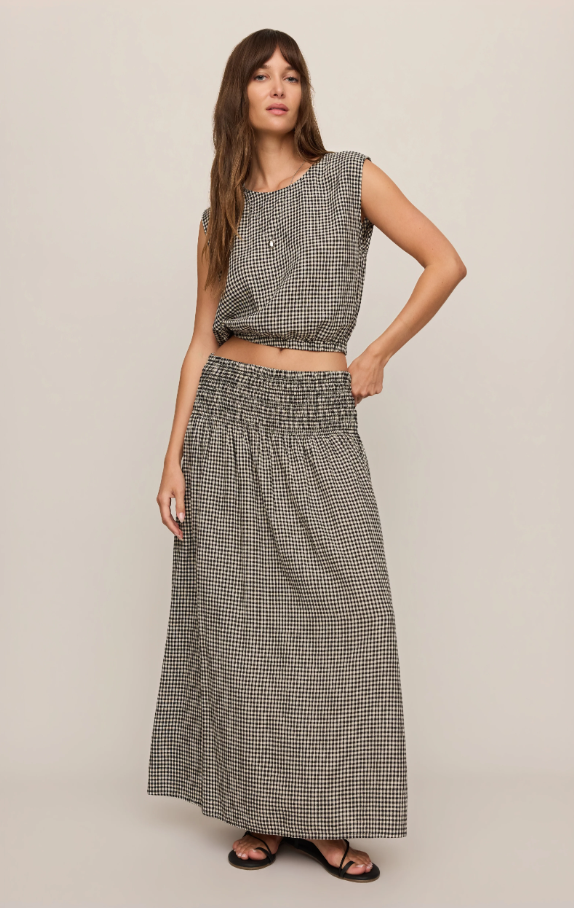 Merit Gingham Top, Black