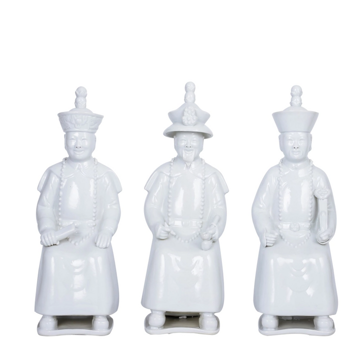 Sitting Qing Emperor Statue, White