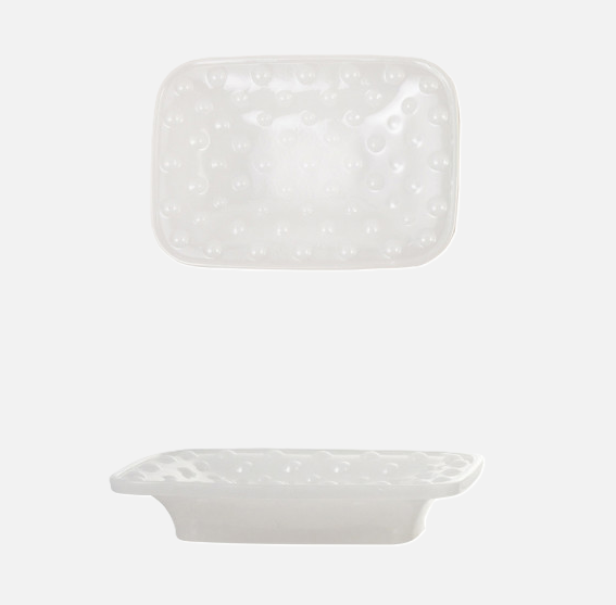 Embossed Milk Glass Footed Soap Dish