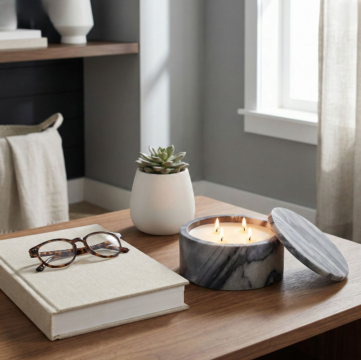Hazel Amber & Oak Marble Candle