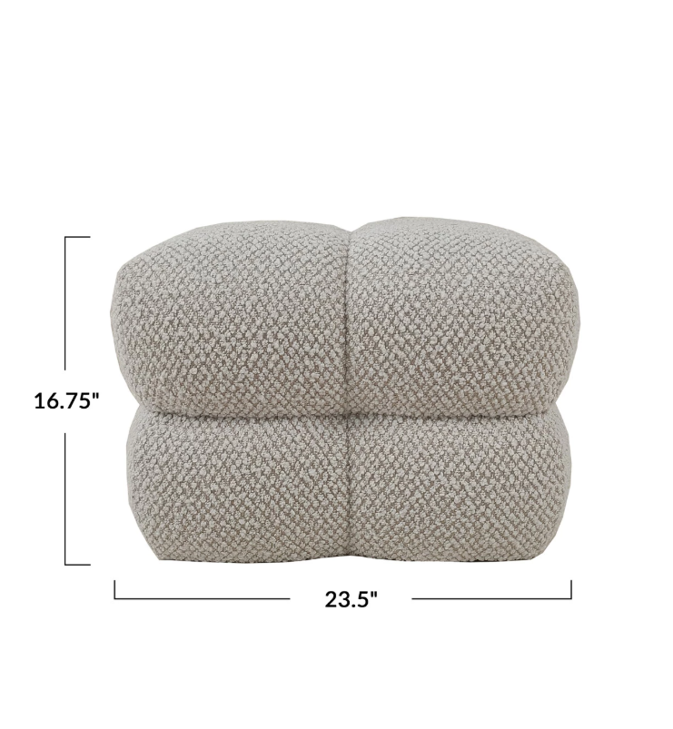 Bouclé Fabric Upholstered Tufted Ottoman - 13 Hub Lane   |  Ottomans