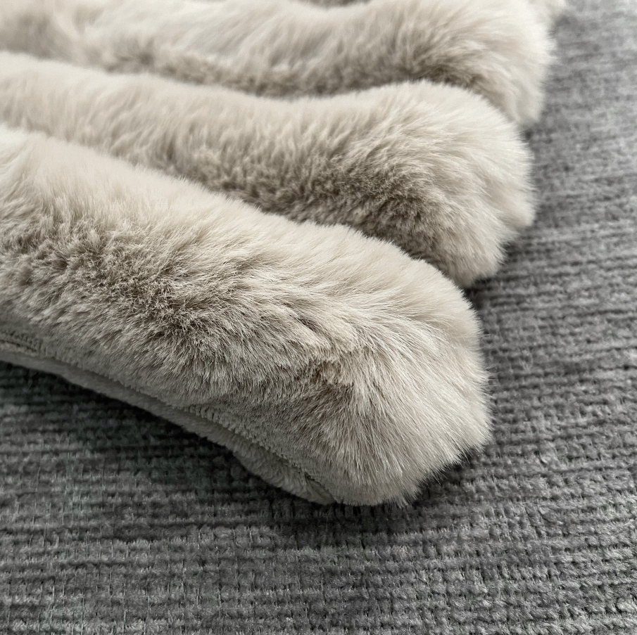 Puffy Faux Fur Throw, Fog