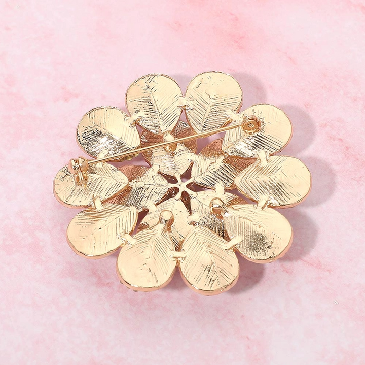 Glass Stone Flower Brooch