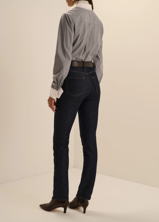 The Cuffed Statement Shirt, Charcoal Stripe