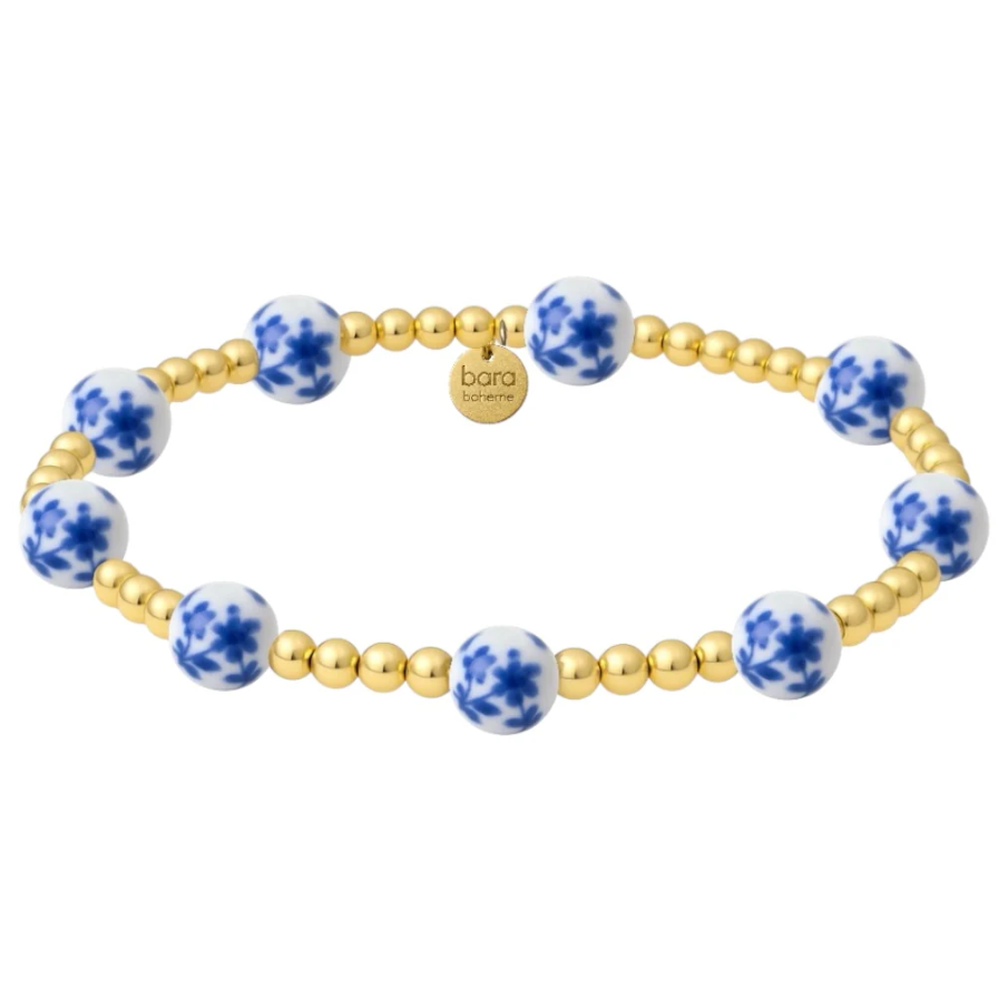 bara boheme orchid gold filled beaded bracelet w/ porcelain - blue - 13 Hub Lane   |  