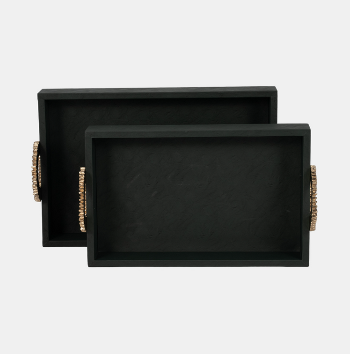 Faux Leather 5th Ave. Tray, Green & Gold