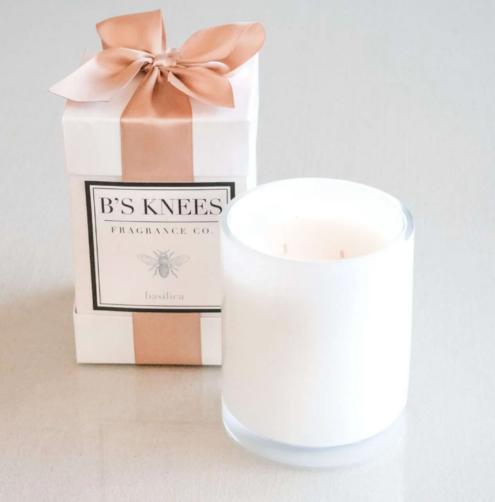 B's Knees 2-Wick White Glass Candle