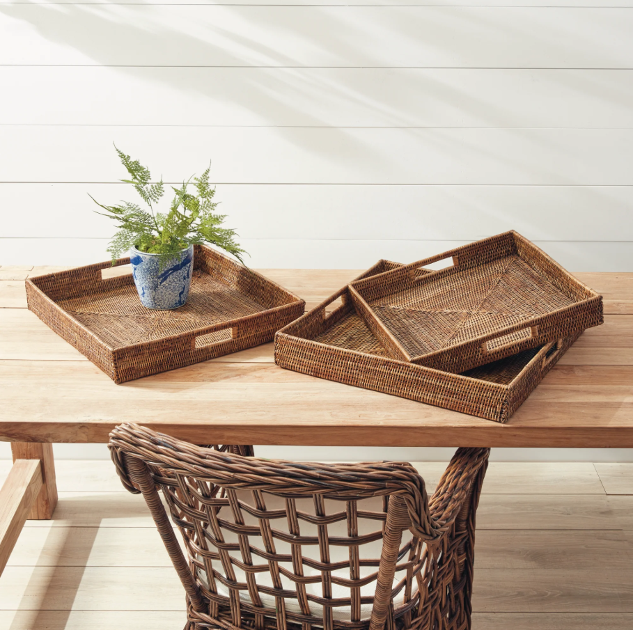 Burma Rattan Ottoman Serving Tray