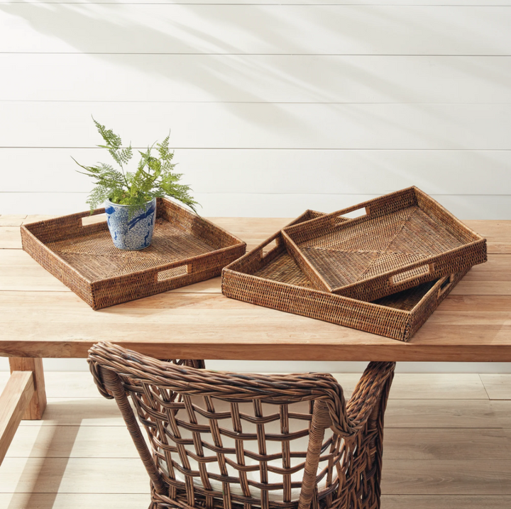 Burma Rattan Ottoman Serving Tray