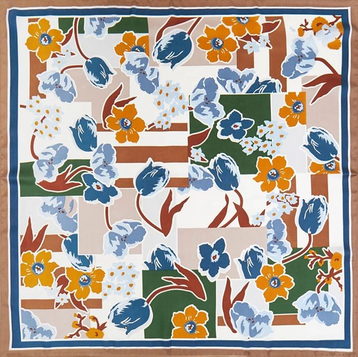 Geo Floral Printed Satin Bandana Scarf