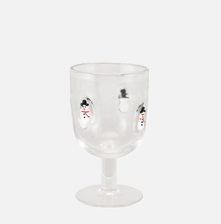 10oz. Stemmed Wine Glass w/ Embedded Holiday Icons