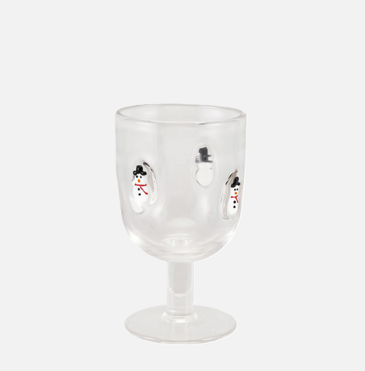 10oz. Stemmed Wine Glass w/ Embedded Holiday Icons