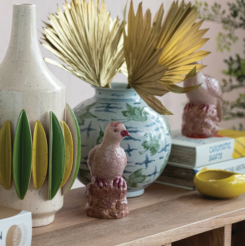 Hand-Painted Stoneware Bird