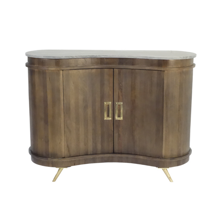 Roquet Curved Wood 2-Door Cabinet