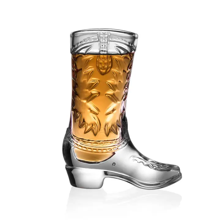 Whiskey & Rye Cowboy Boot Shot Glass - 13 Hub Lane   |  Shot Glasses