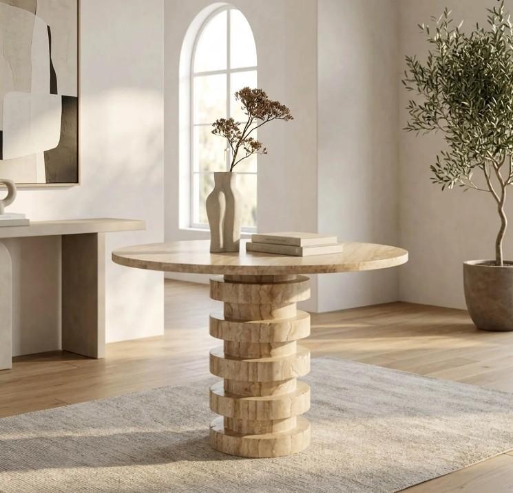 Turin Travertine Dining Table