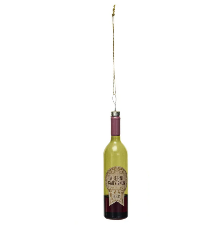 Wine Bottle Glass Ornament