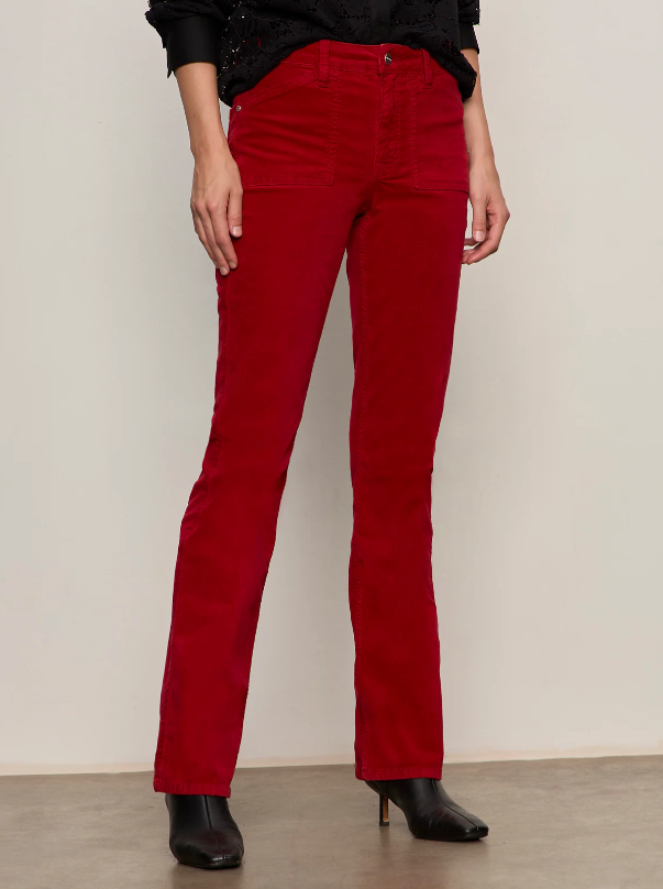 Velveteen Brook Bootcut Pants, Cherry Lacquer