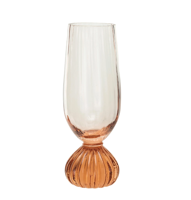 Ribbed Footed Pink Glass - 13 Hub Lane   |  Wine Glasses