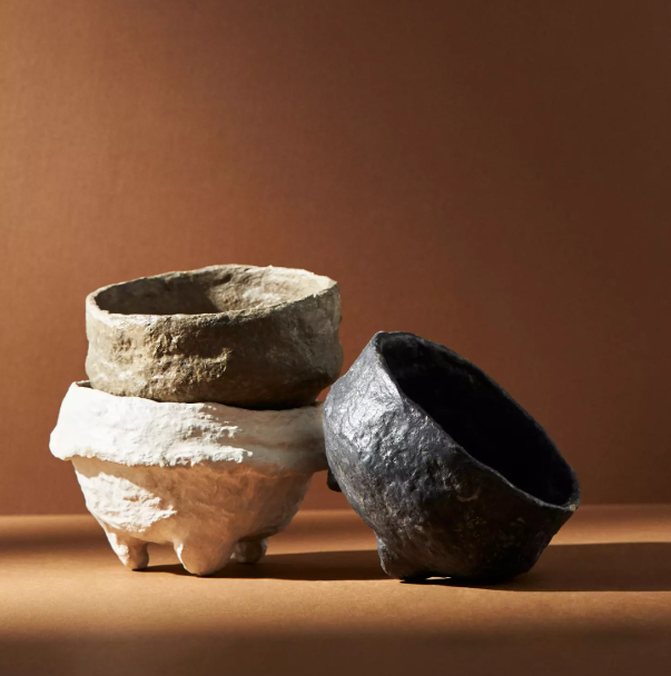 Paper Mache Footed Bowl