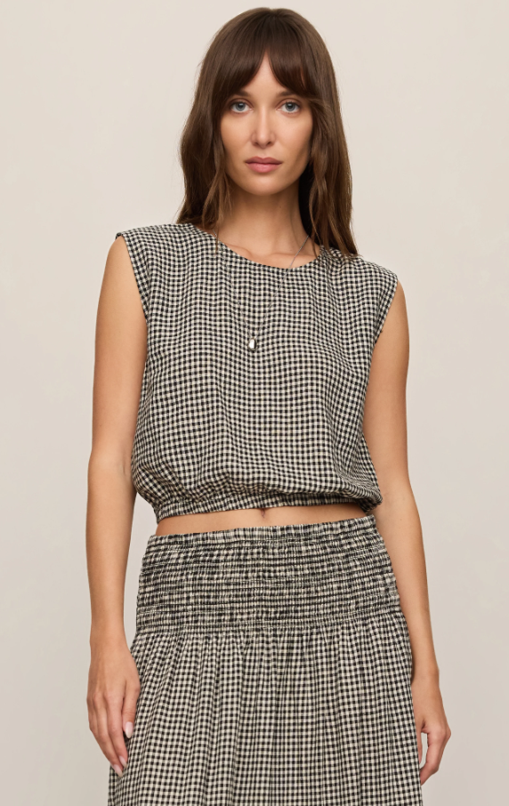 Merit Gingham Top, Black